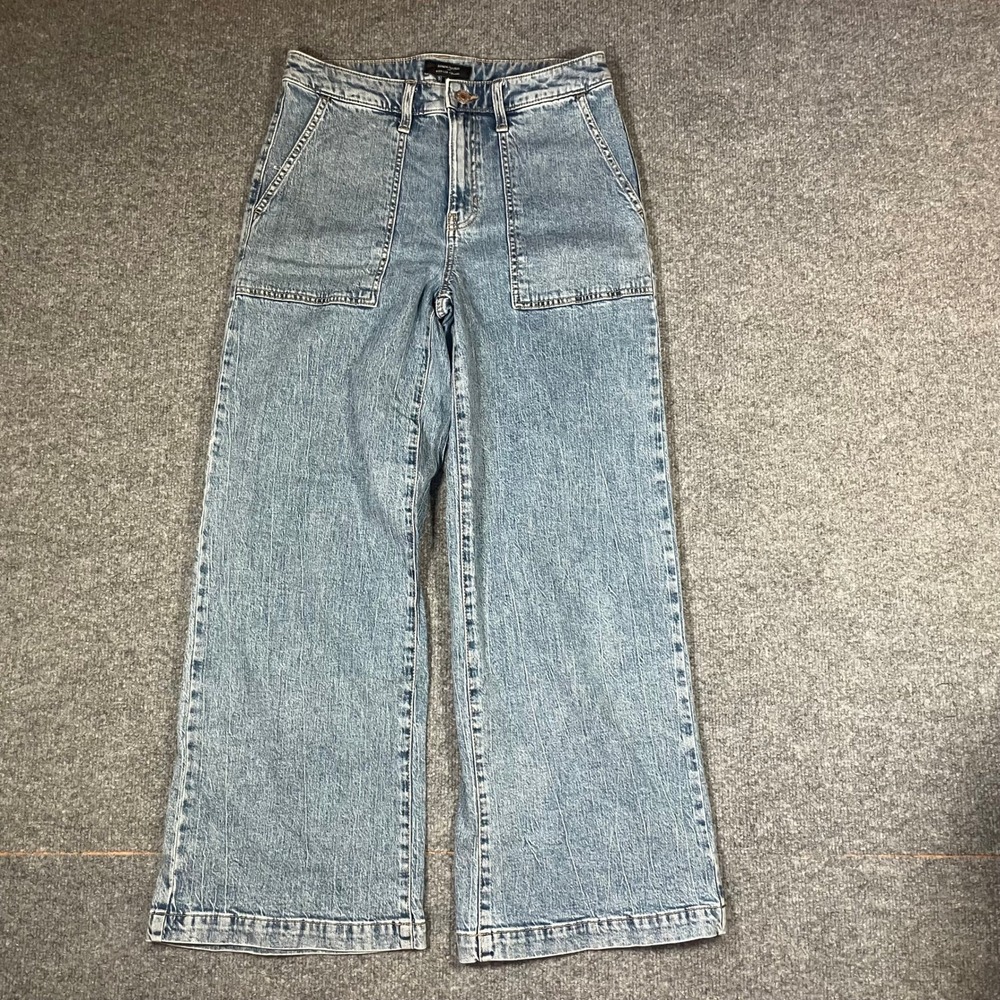 Banana Republic Wide Leg High Rise Jeans Womens 28/6 Blue Light Wash Denim Baggy